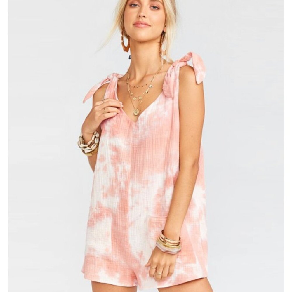 Show Me Your Mumu Tilda Pink Tie-Dye Sleeveless Gauze Casual Romper - sz XS